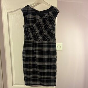 Preppy Office Black and White Plaid Dress